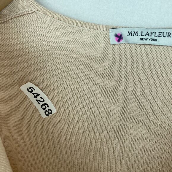 MM. LAFLEUR Sweater M Cotton Viscose Tunic Split Neck 3/4 Sleeve Pullover Beige - Picture 15 of 15